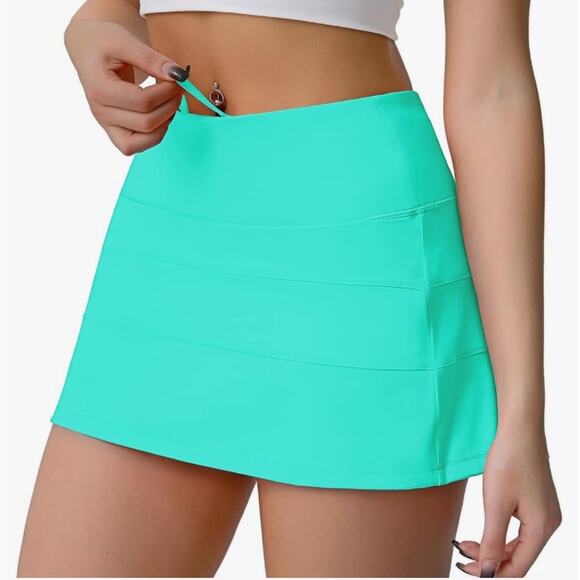 Husnainna Mint Green Slinky Knit Tennis Golf Skort Woman Size 10 Sporty - Picture 6 of 11